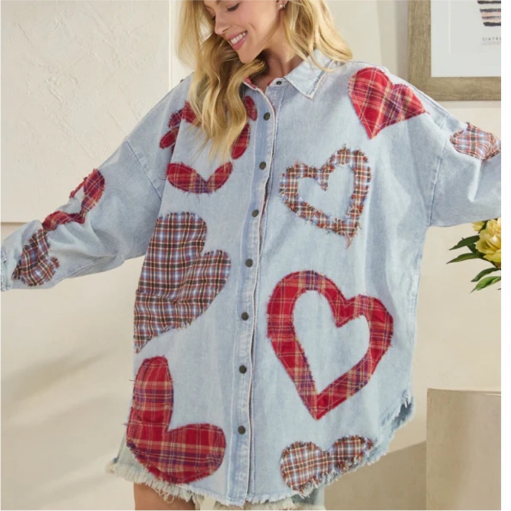 NEW! 191 💕 Oli & Hali Heart Denim Shirt
